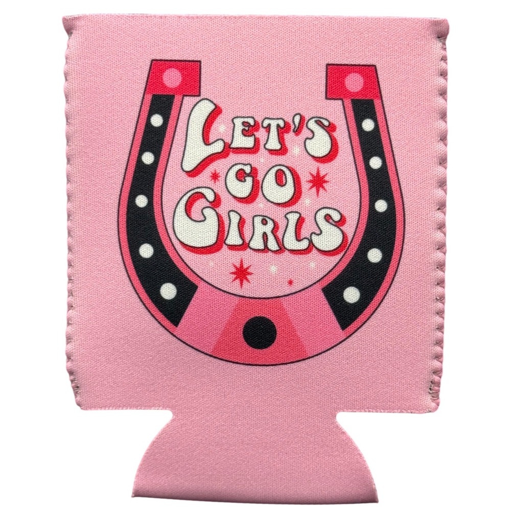 Lets Go Girls Horseshoe Drink Kolder Pink Can Cooler Sleeve Party Accessory‎